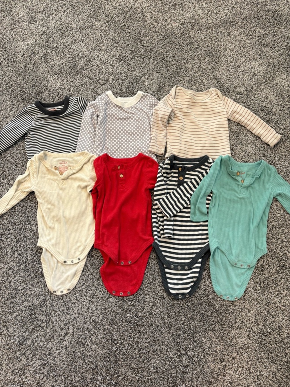 Kids Long-Sleeve Ribbed One-Piece Bodysuit in Red